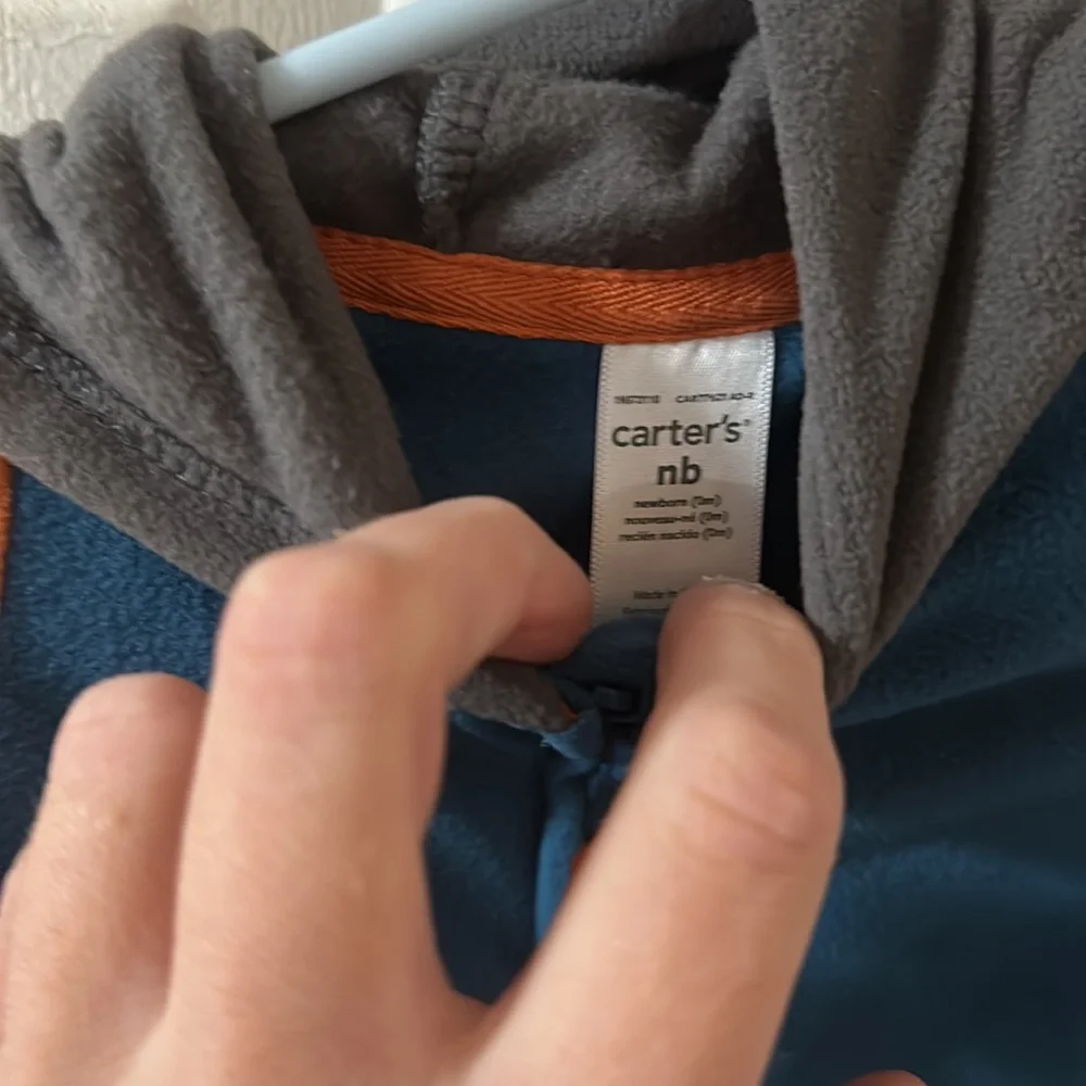 *FINAL* CARTER’S BABY FLEECE ONESIE: BLUE/GRAY/ORANGE: NEW WITH TAGS: NEWBORN